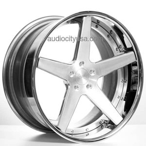 24" AC FORGED WHEELS ACR405 BRUSHED FACE WITH CHROME LIP THREE PIECE RIMS 4 sets