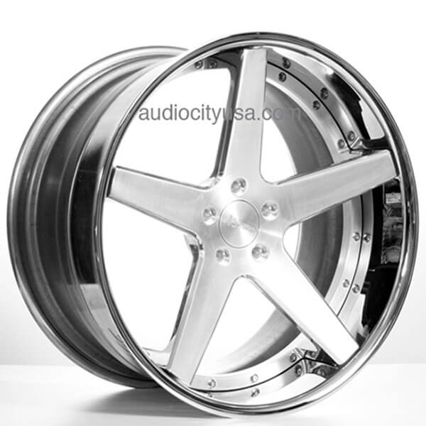 24" AC FORGED WHEELS ACR405 BRUSHED FACE WITH CHROME LIP THREE PIECE RIMS 4 sets