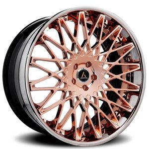 26" ARTIS FORGED WHEELS MONZA ROSE GOLD WITH CHROME LIP RIMS 4 sets